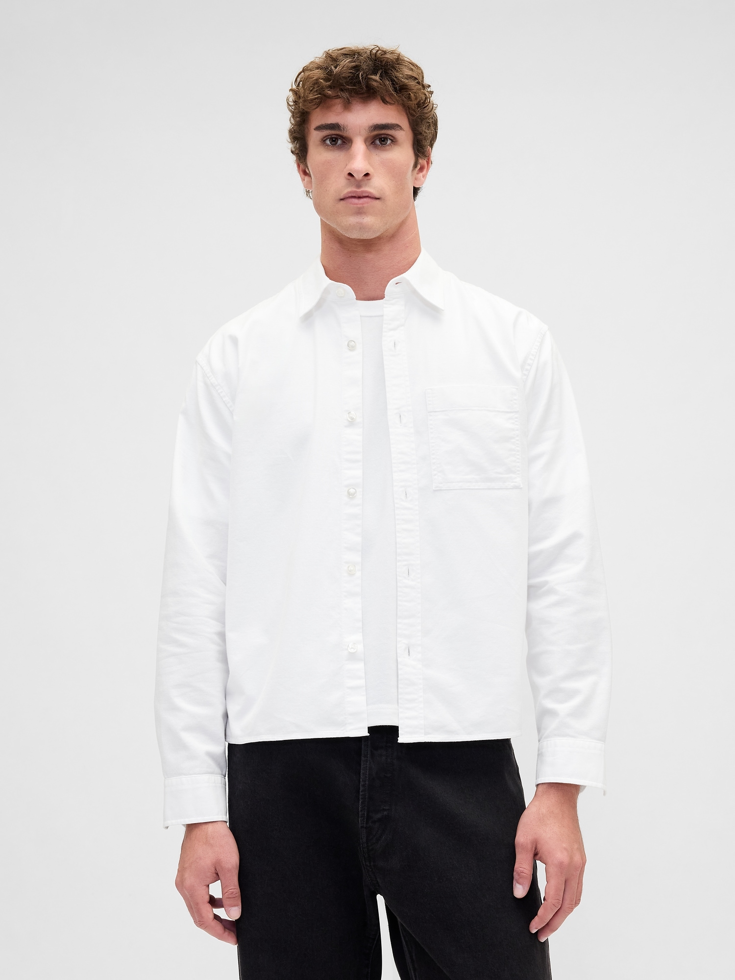 Relaxed Crop Oxford Shirt - Optic White