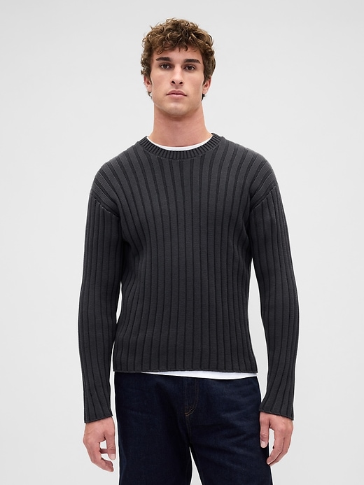 Image number 1 showing, Wide Rib Slim Crewneck Sweater