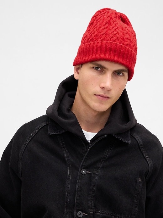 Image number 1 showing, CashSoft Cable-Knit Beanie