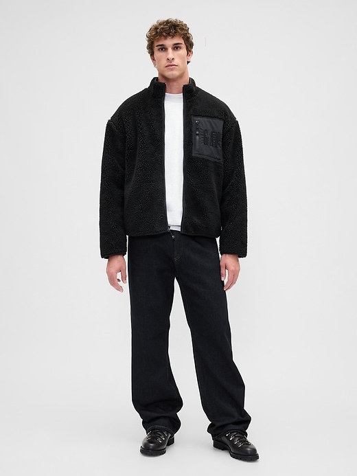 Image number 2 showing, Recycled Sherpa Oversized Logo Zip Jacket