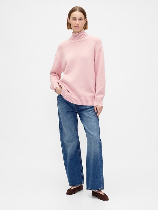 Image number 2 showing, 100% Cotton Oversized Mockneck Sweater