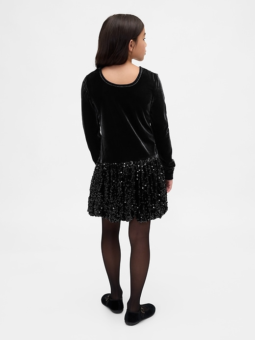 Kids Mixed Media Sequin Bubble Dress