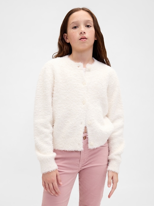 Image number 1 showing, Kids Eyelash Cardigan Sweater