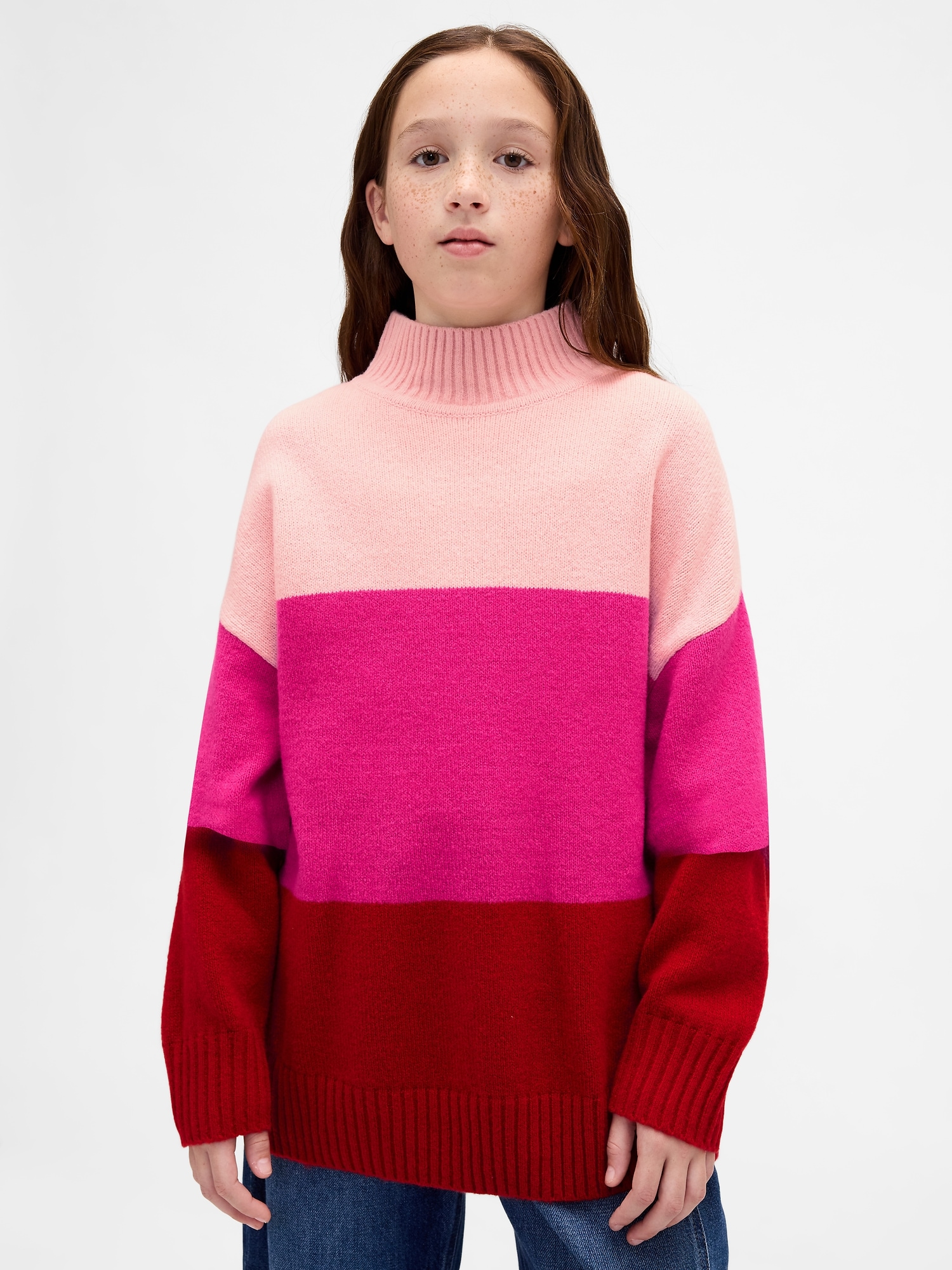 Kids CashSoft Stripe Tunic Sweater - Pink Stripe