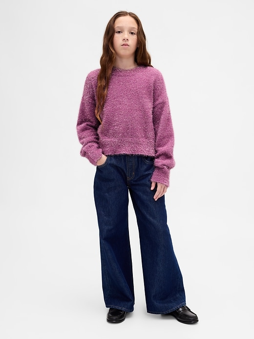 Image number 4 showing, Kids Eyelash Crewneck Sweater