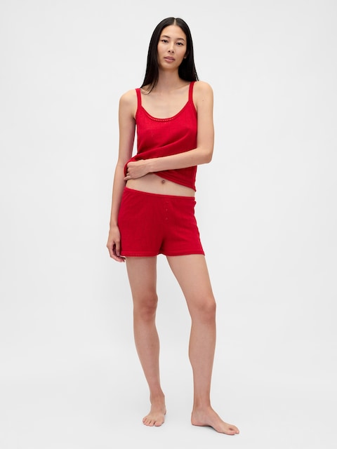 Lightweight CashSoft Pointelle Heart PJ Shorts