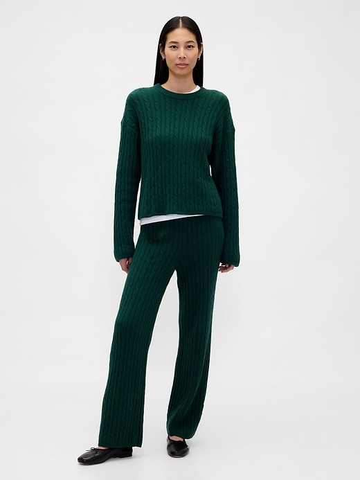 Image number 1 showing, CashSoft Cable-Knit Sweater Pants