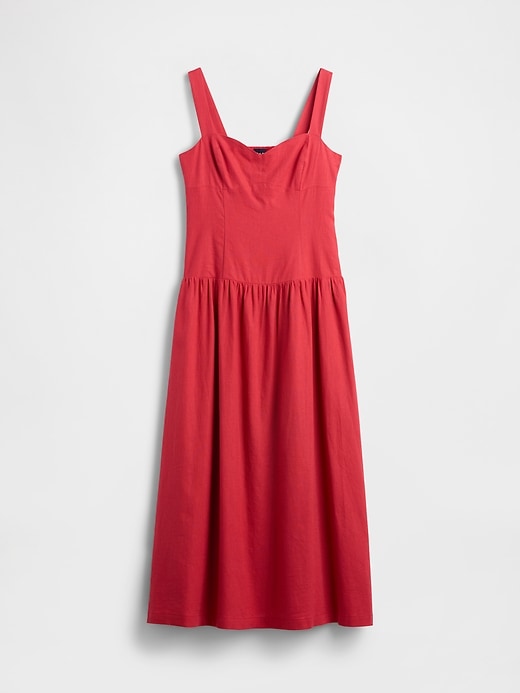 Image number 5 showing, Linen-Blend Drop-Waist Corset Maxi Dress