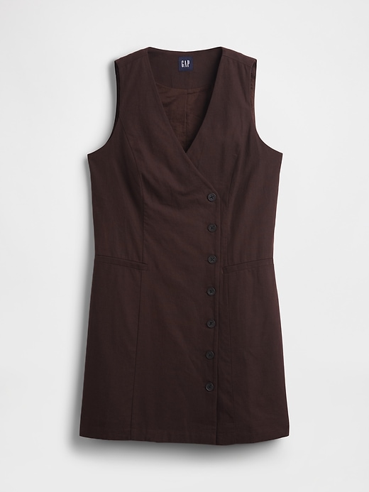 Image number 5 showing, Linen-Blend Asymmetrical Mini Dress