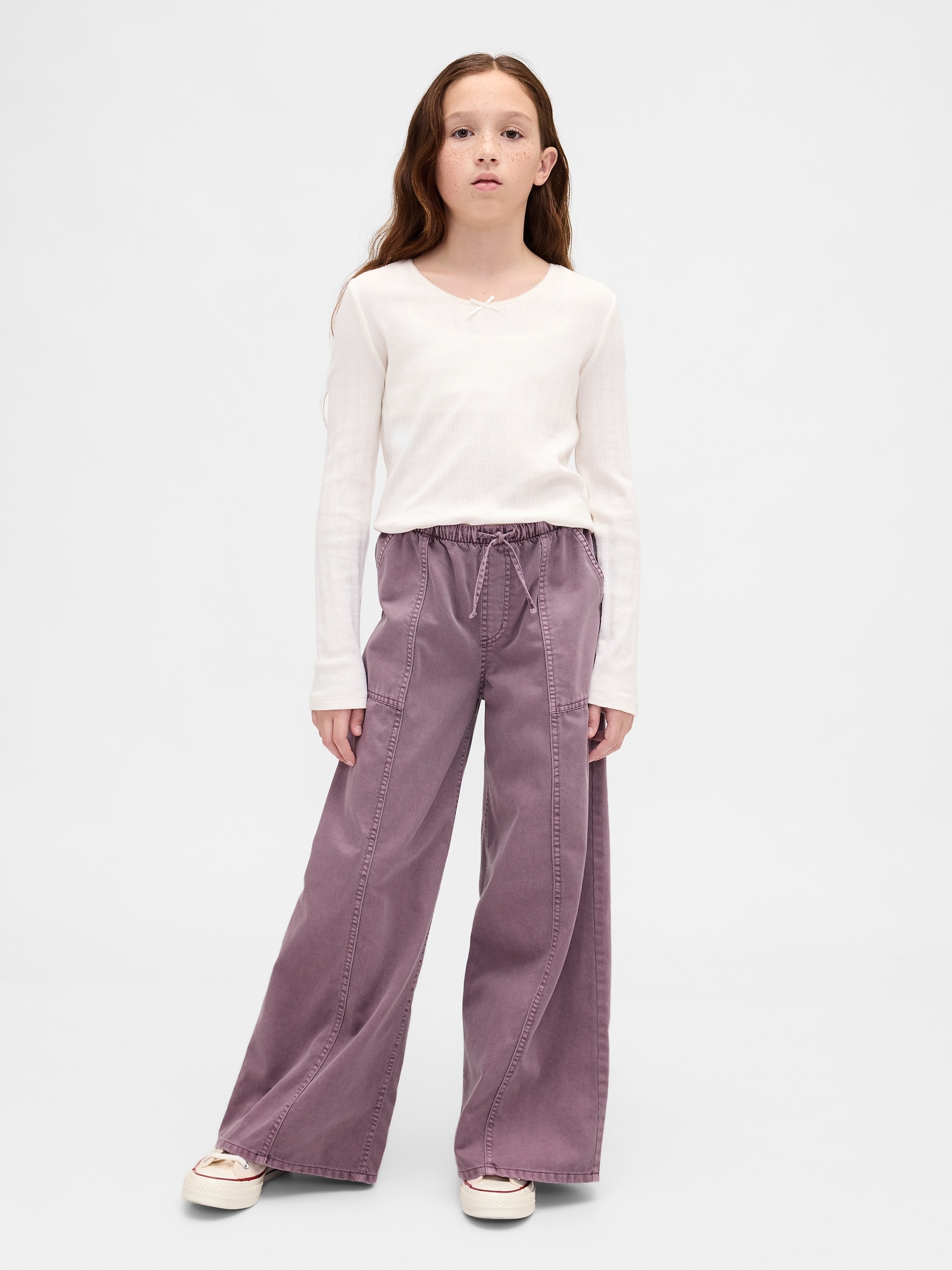 Kids Twill Baggy Pants - Purple