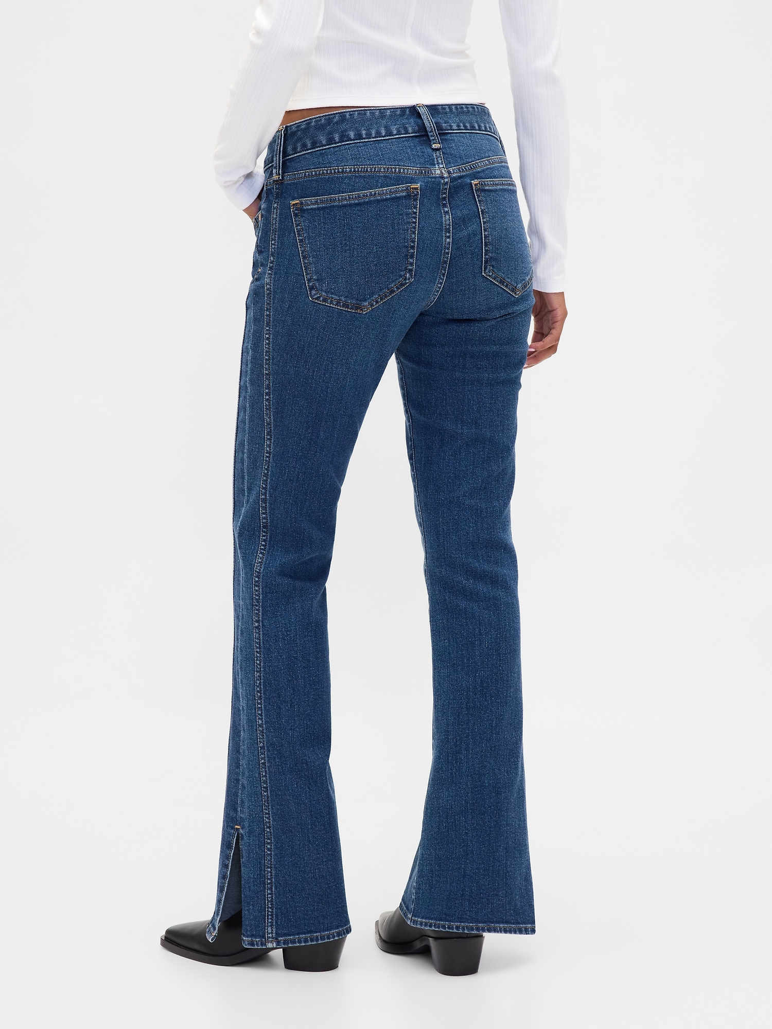 Low Rise Long & Lean Seamed Split-Hem Jeans
