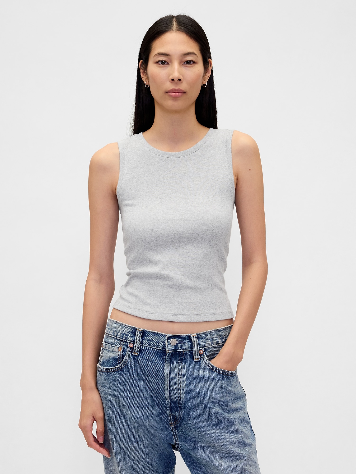 Modern Shell Tank Top - Light Heather Grey