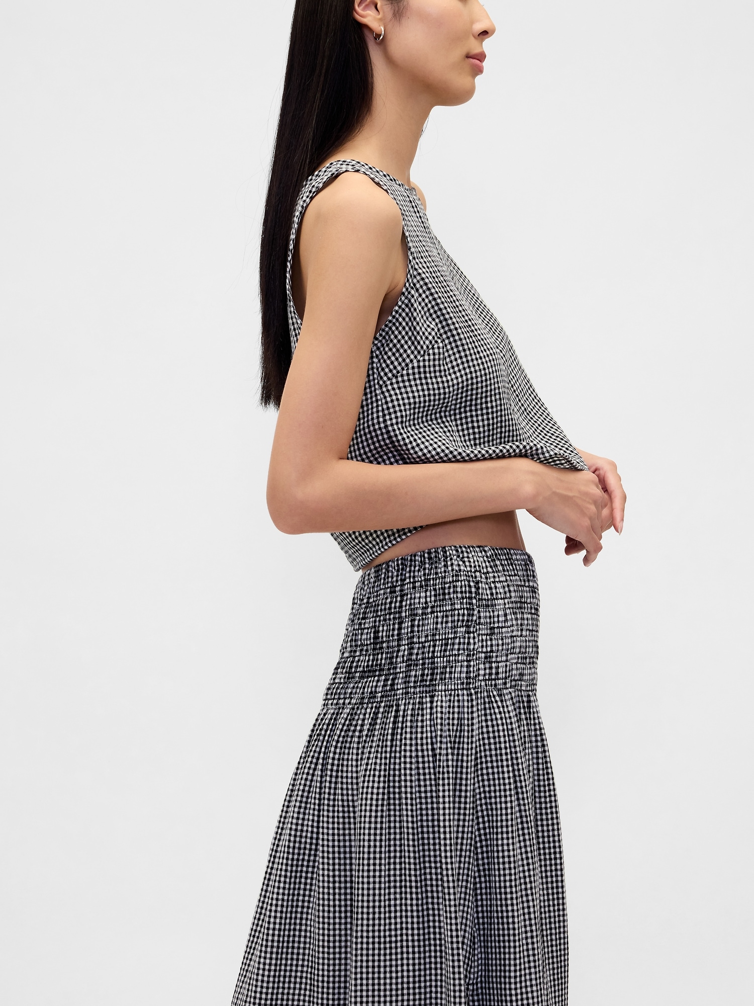 Cotton Gauze Smocked-Waist Maxi Skirt