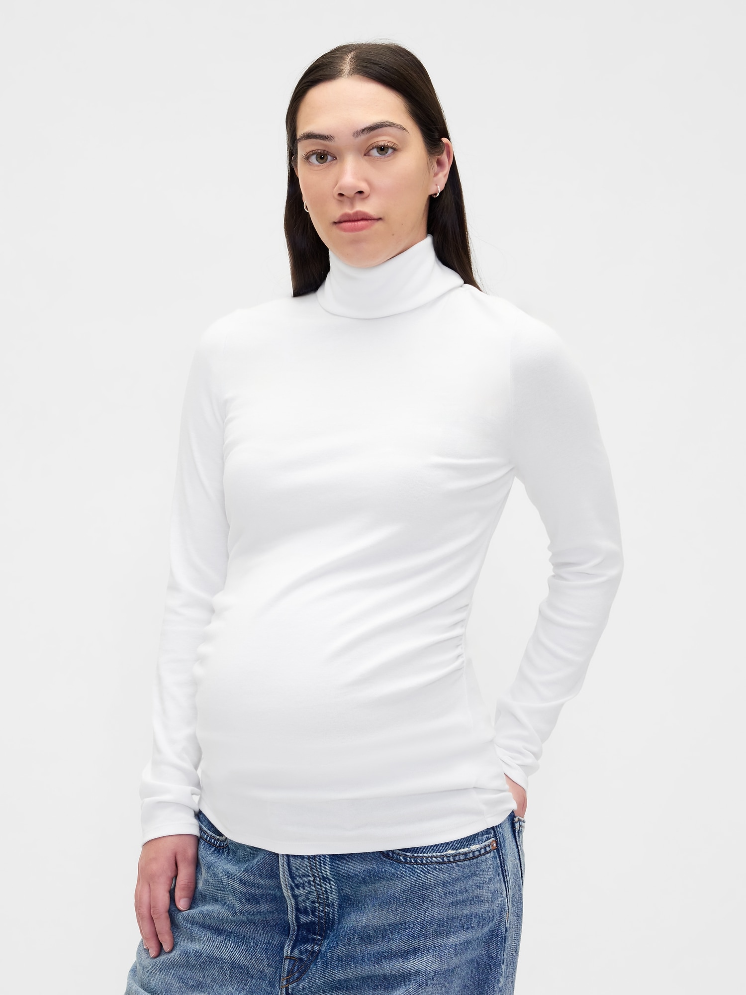 Maternity Modern Turtleneck Shirt - Optic White