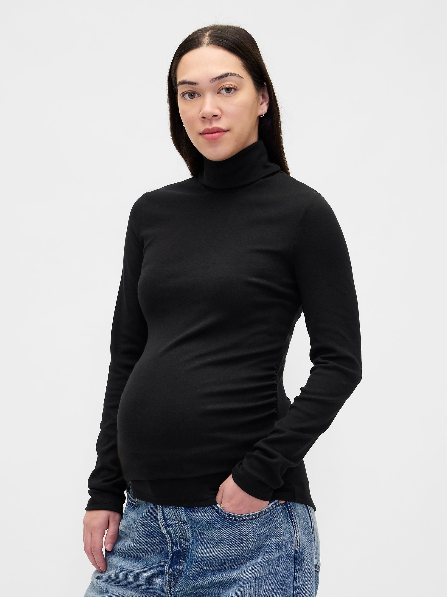 Maternity Modern Turtleneck Shirt - True Black