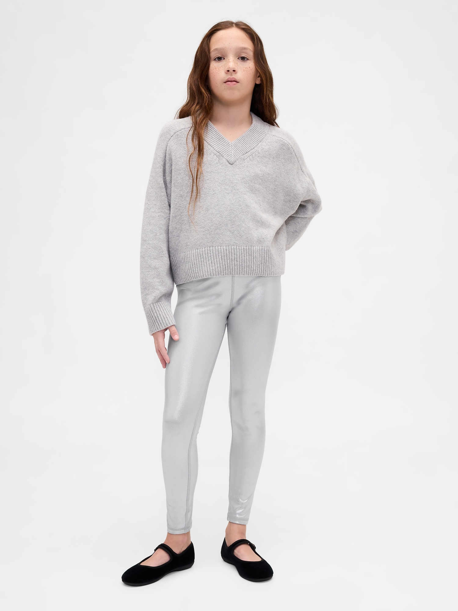 Kids Shine Leggings - Silver