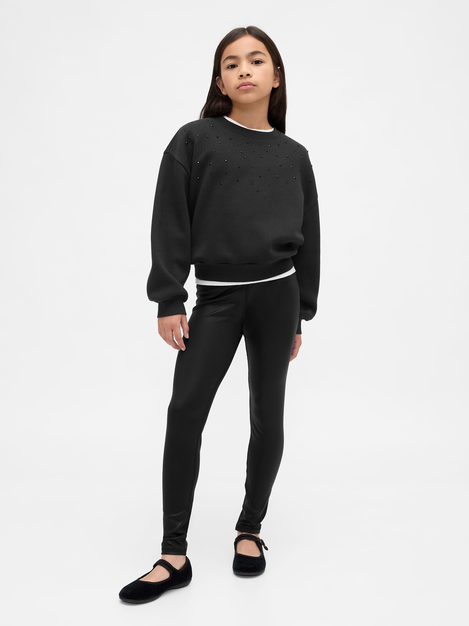 Kids Shine Leggings - Black Shine