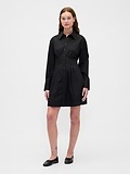 Pleated Mini Shirtdress - Black - View 10
