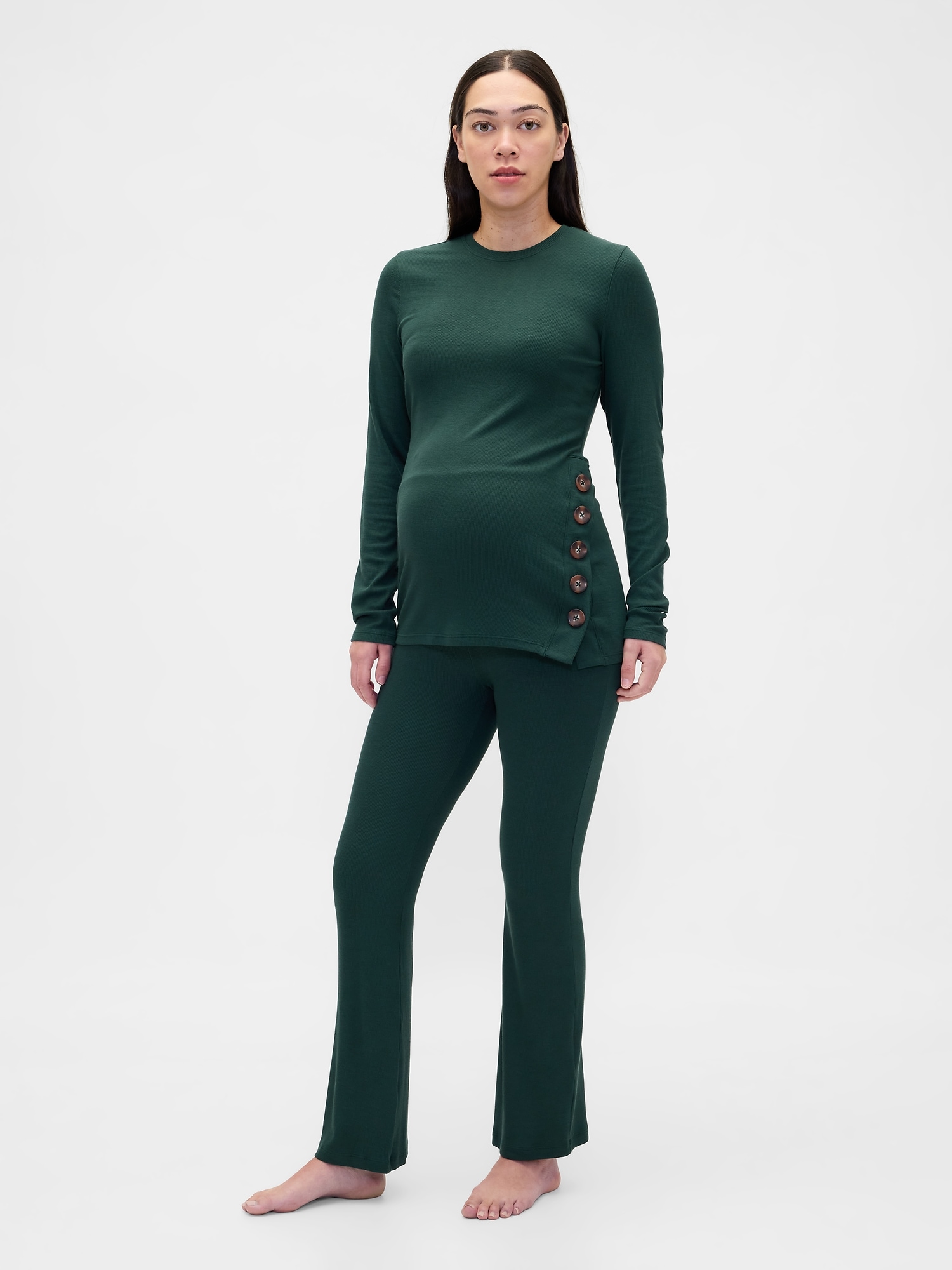 Maternity Modal Rib PJ Set - Deep Hunter