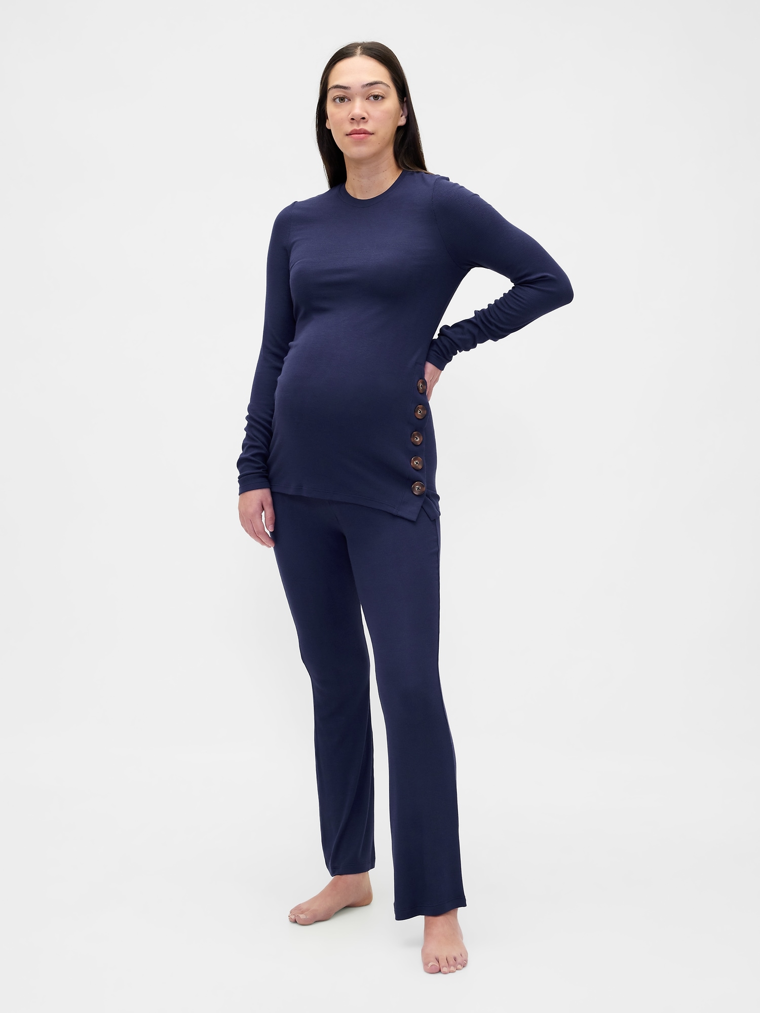 Maternity Modal Rib PJ Set - New Navy Blue