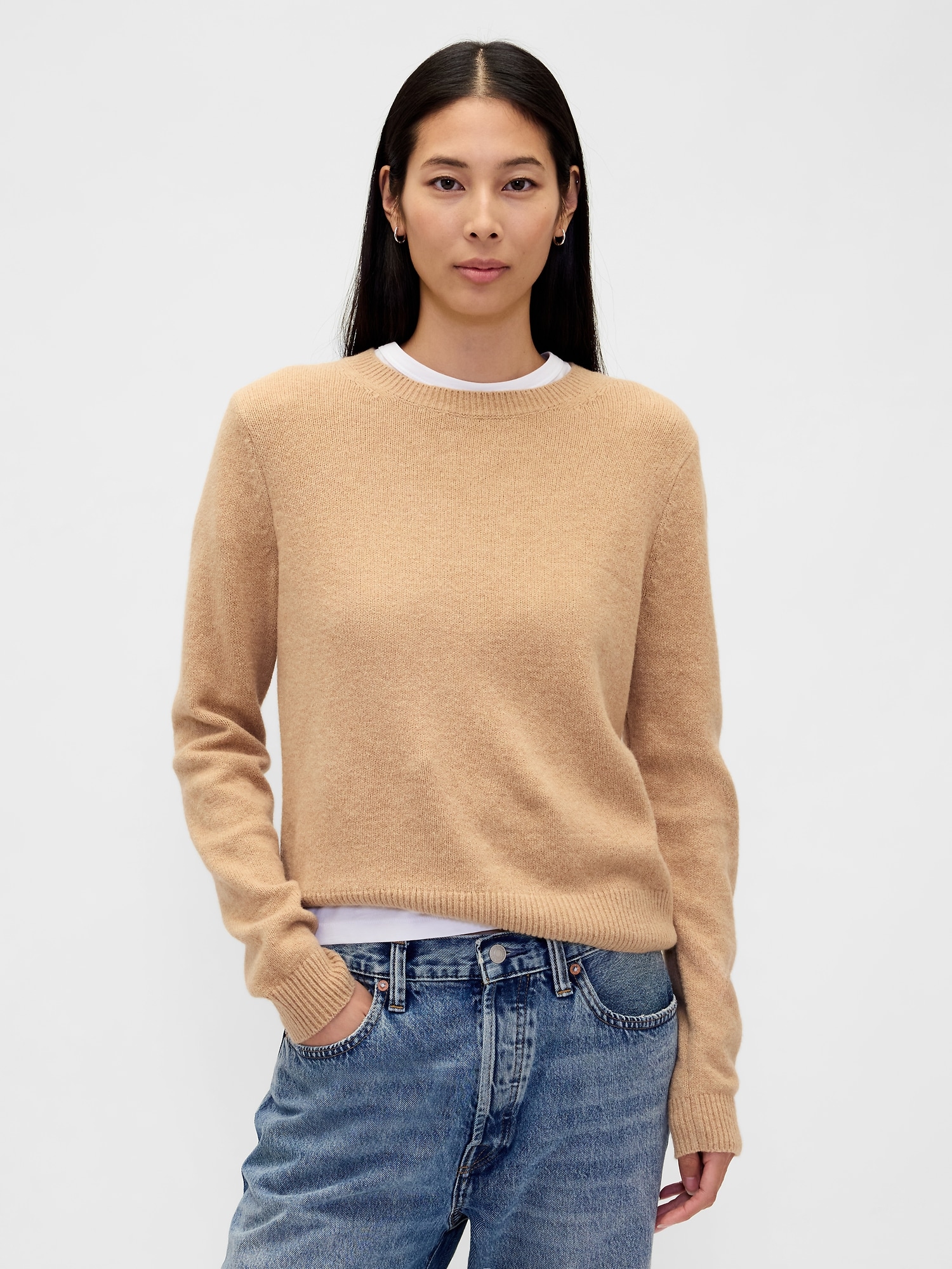 CashSoft Crewneck Sweater - Camel Tan