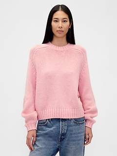 Relaxed Saddle-Sleeve Crewneck Sweater
