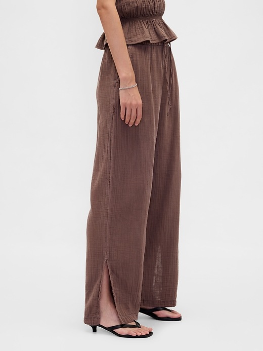 Image number 3 showing, Cotton Gauze Easy Split-Hem Pants