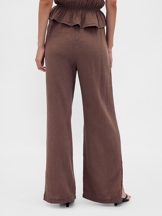 Image number 4 showing, Cotton Gauze Easy Split-Hem Pants