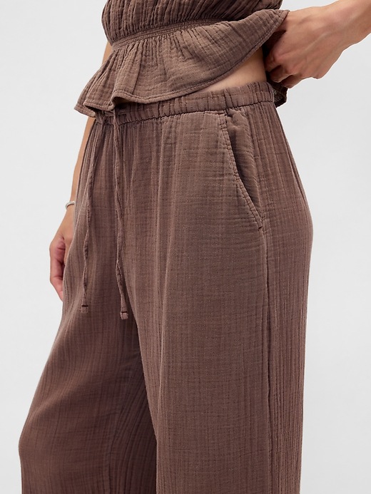 Image number 6 showing, Cotton Gauze Easy Split-Hem Pants