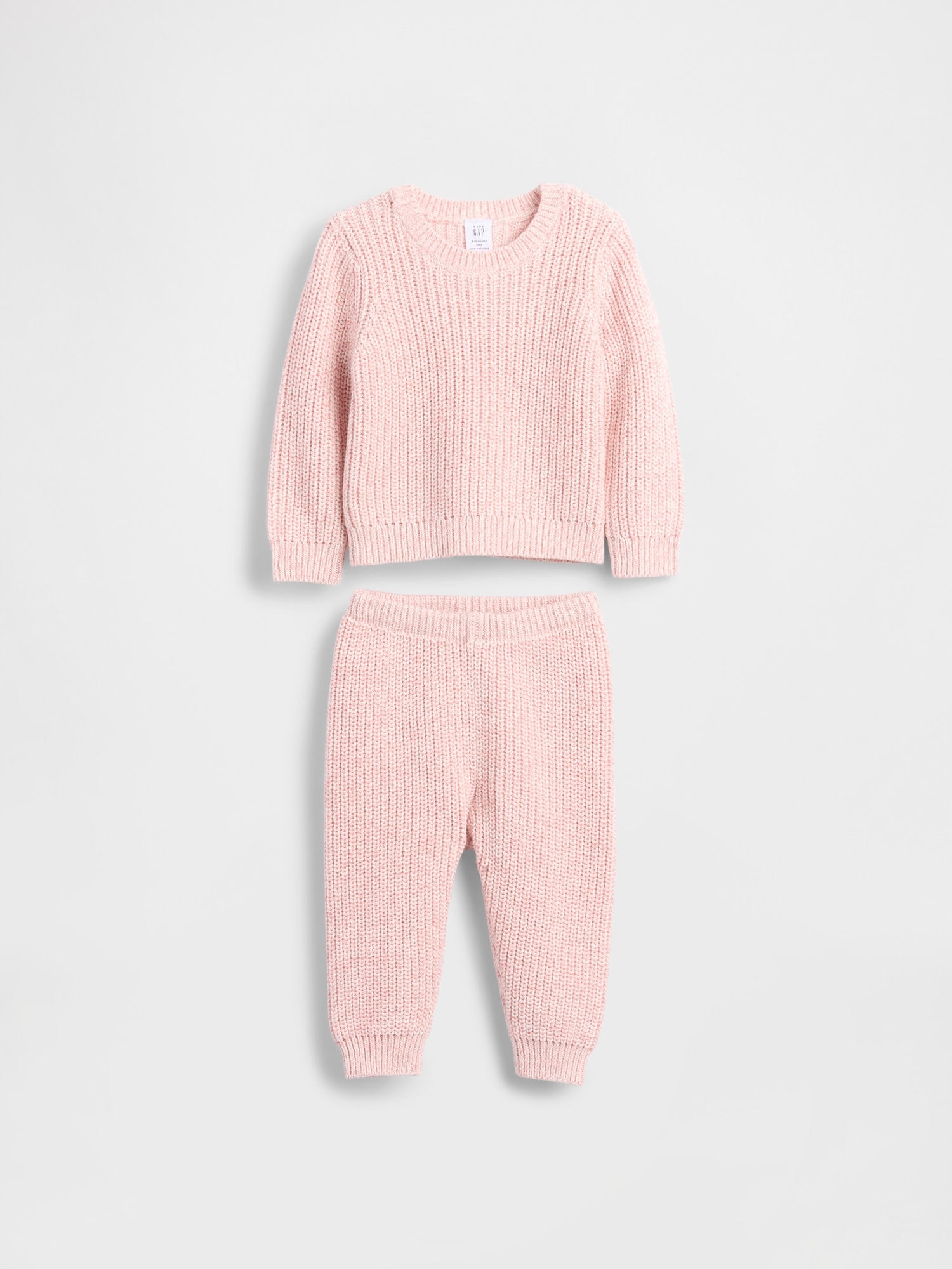 Baby Marled Sweater Outfit Set - Barely Pink
