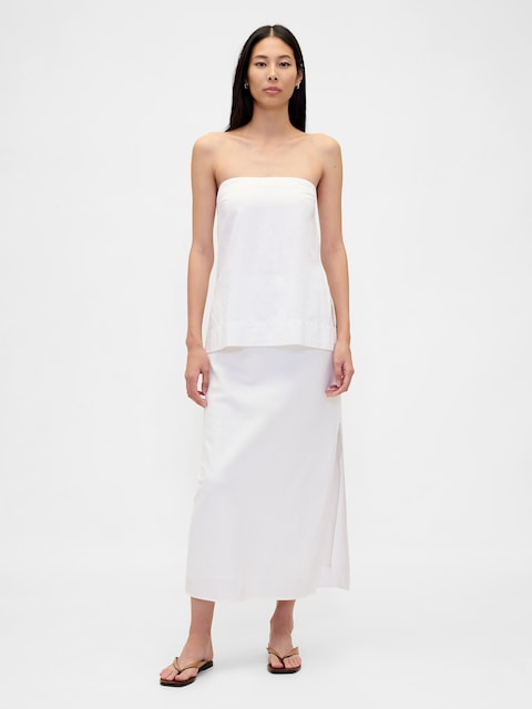 Linen-Blend Maxi Skirt