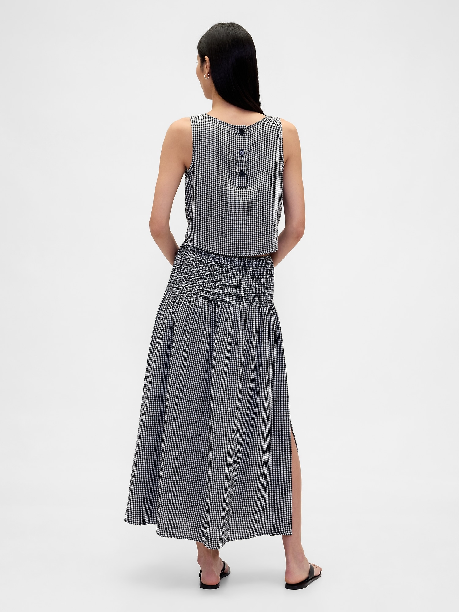 Cotton Gauze Smocked-Waist Maxi Skirt
