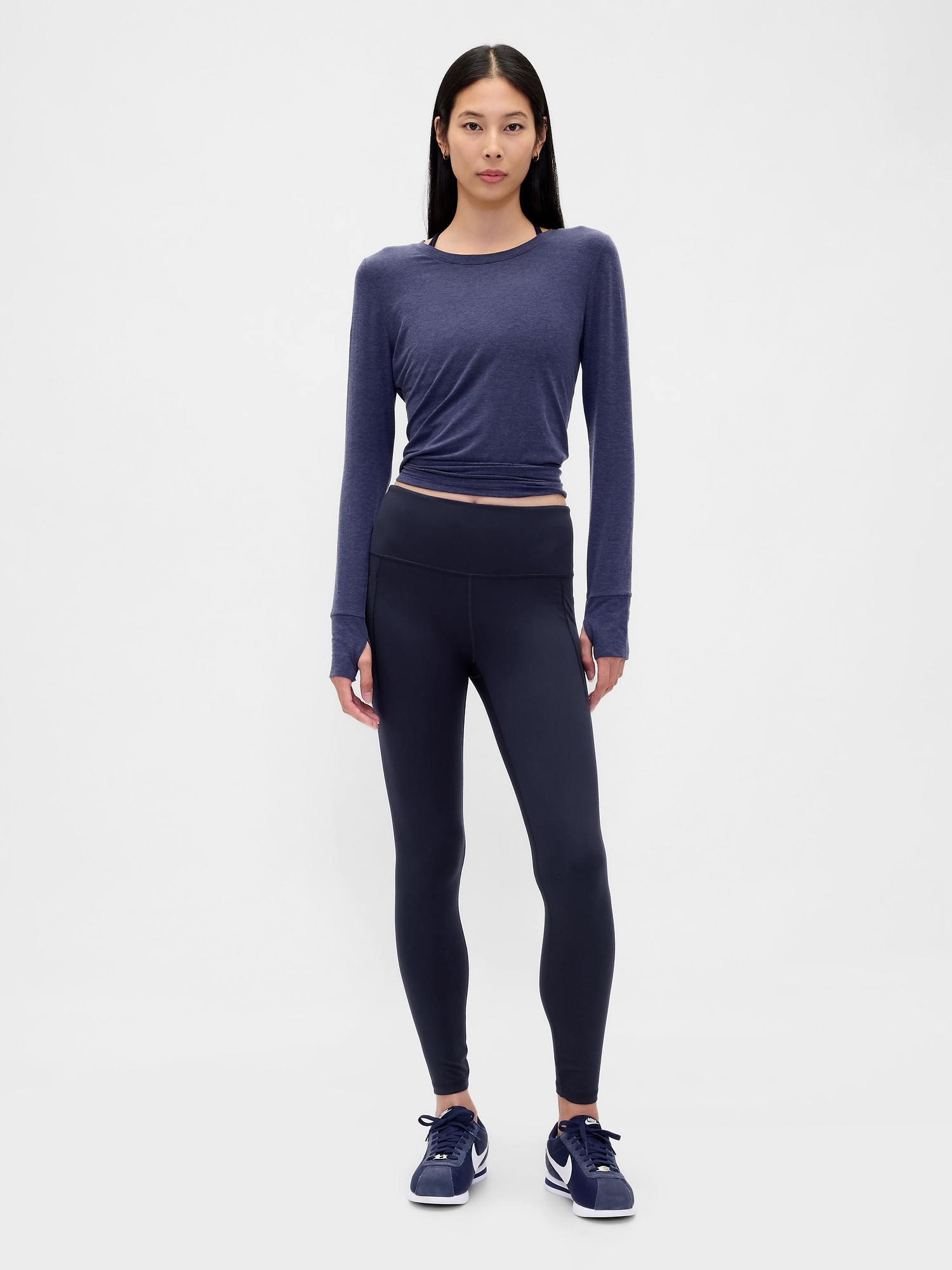 GapFit High Rise Power Full Length Leggings - Navy Blue Uniform