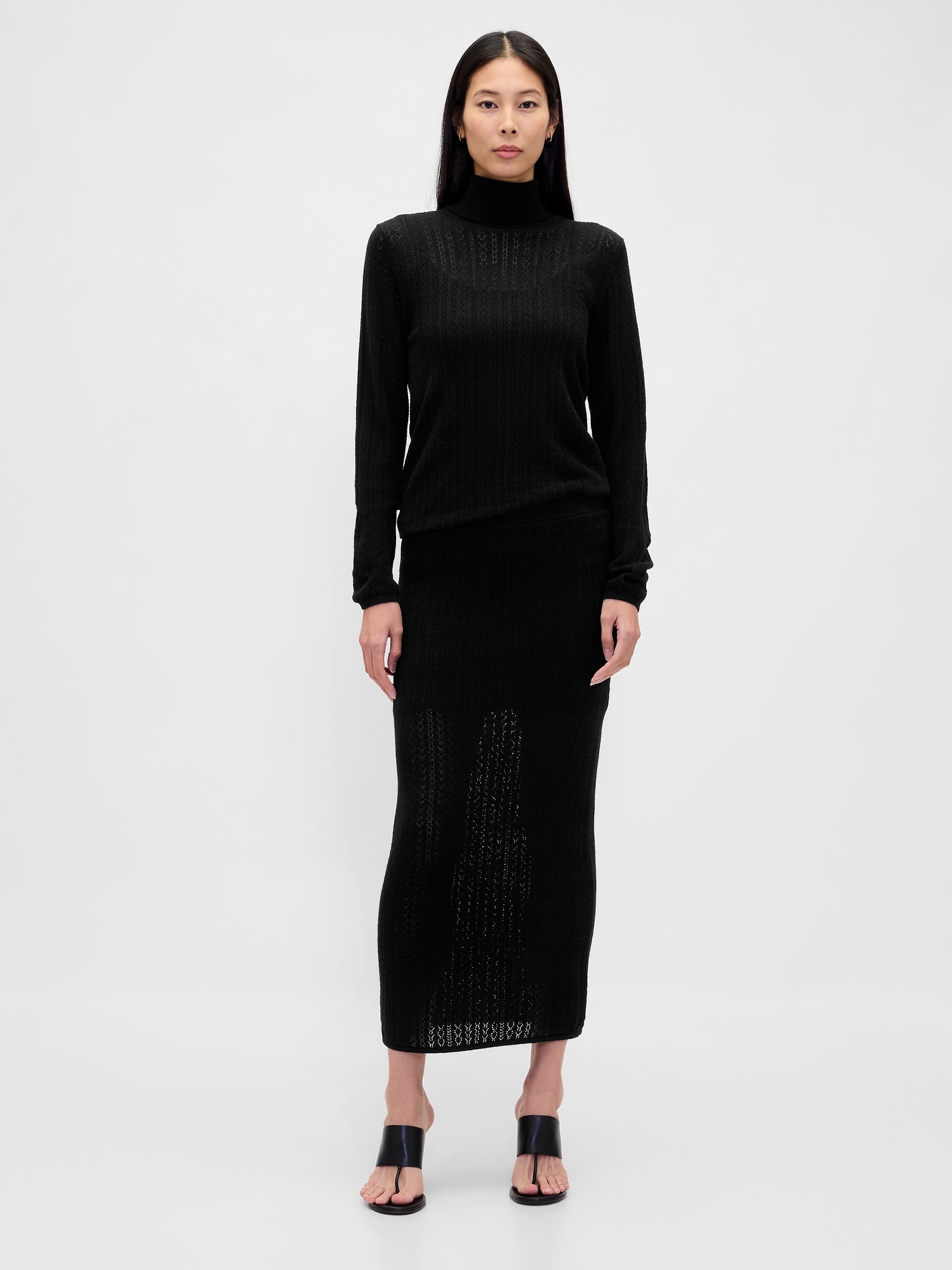 Pointelle Maxi Skirt - True Black