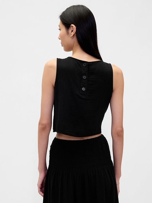 Image number 3 showing, Cotton Gauze Crop Shell Top