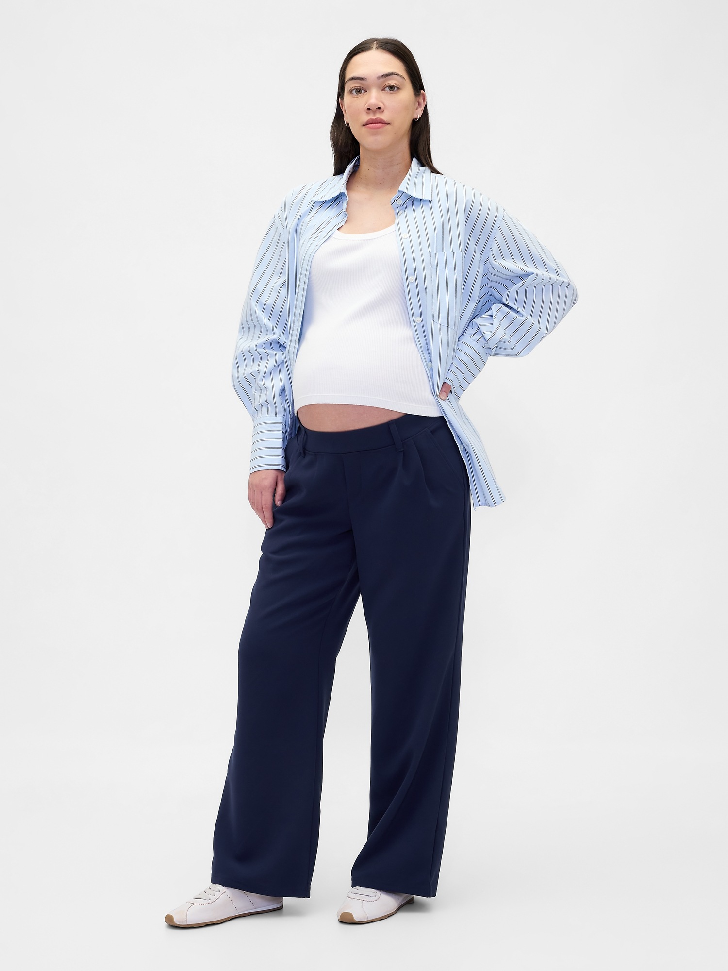 Gap Maternity Under Belly 365 Wide-leg Trousers In Blue