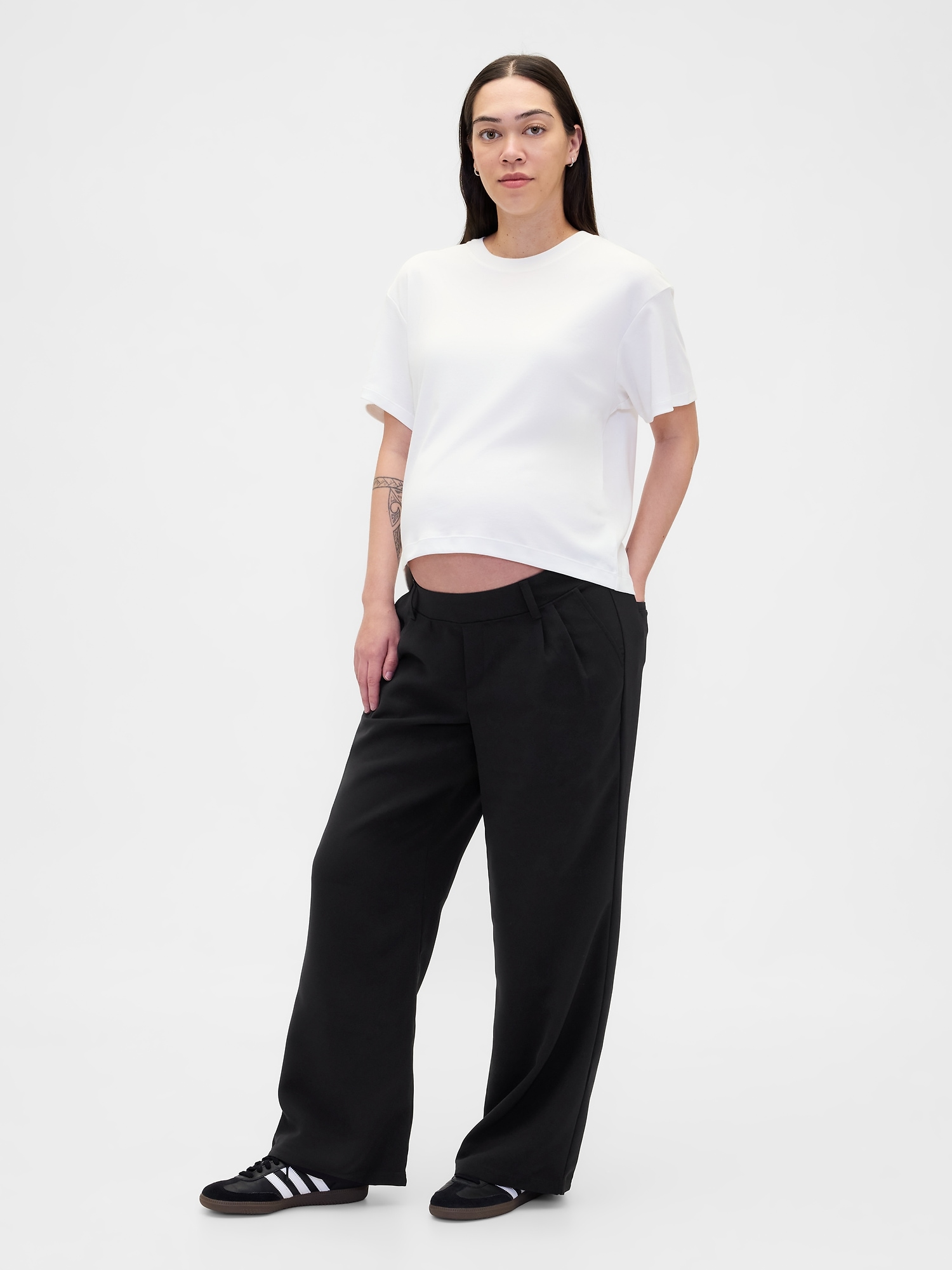 Gap Maternity Under Belly 365 Wide-leg Trousers In Black