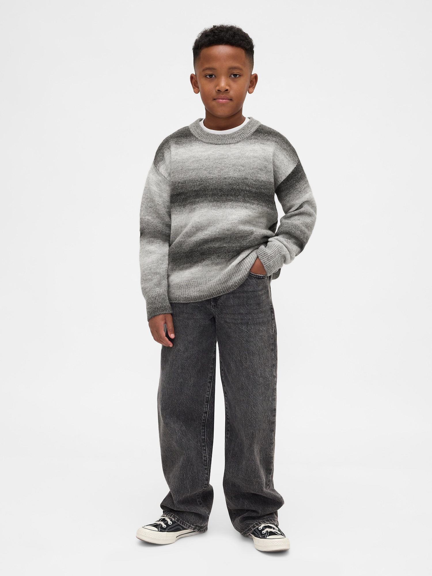 Kids Space-Dye Relaxed Crewneck Sweater