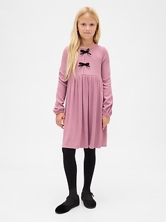 Kids Softspun Rib Bow-Front Dress