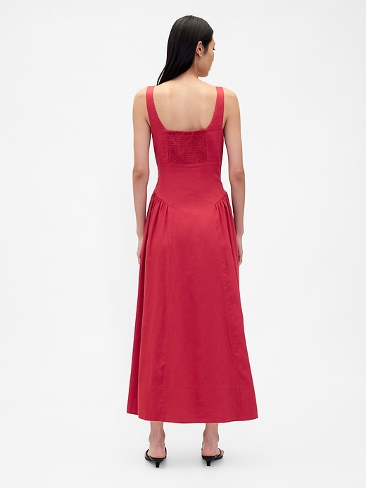 Image number 2 showing, Linen-Blend Shirred Maxi Dress