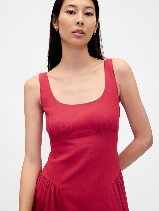 Image number 4 showing, Linen-Blend Shirred Maxi Dress