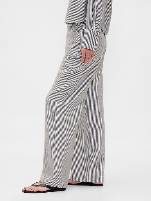 Image number 3 showing, Linen-Cotton Wide-Leg Pants