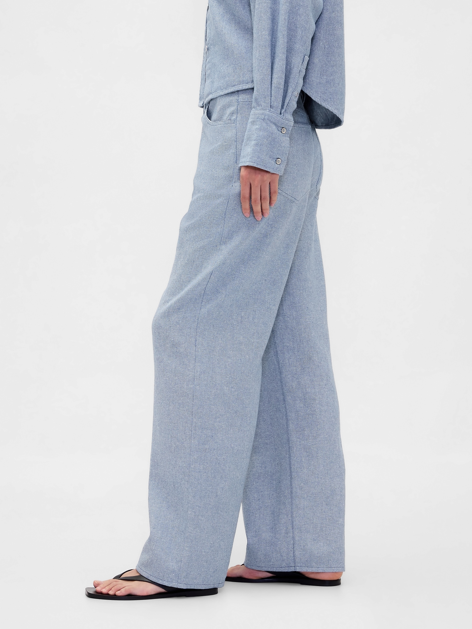 Linen-Cotton Wide-Leg Pants