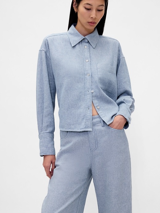 Image number 6 showing, Linen-Cotton Wide-Leg Pants