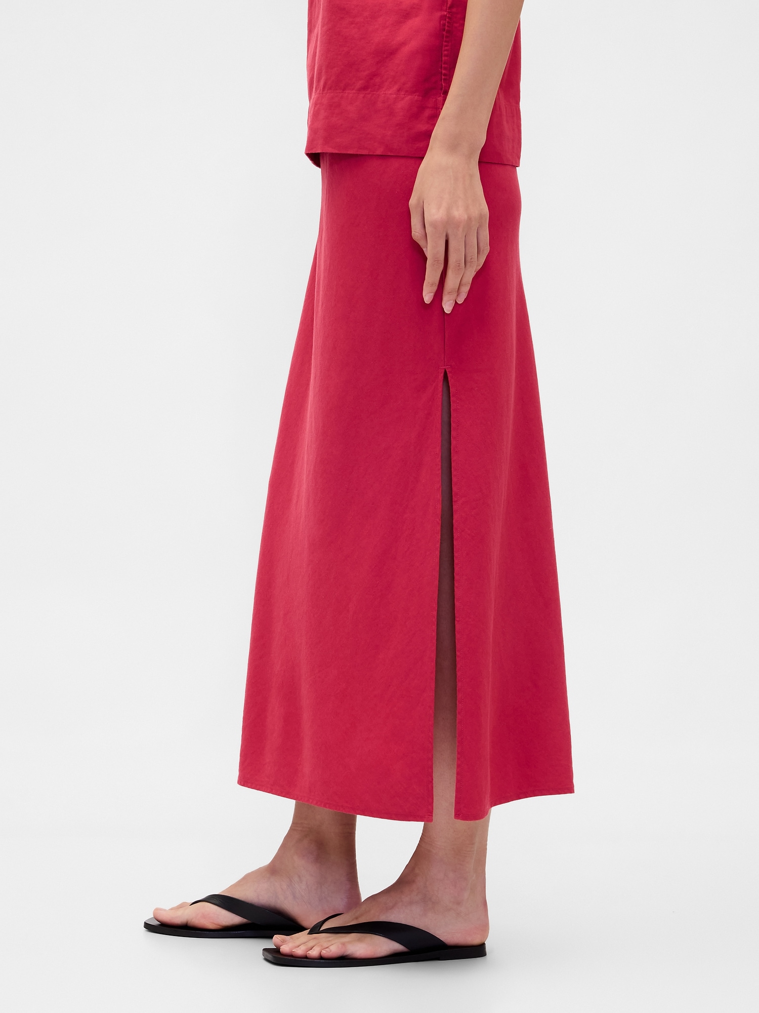 Linen-Blend Maxi Skirt