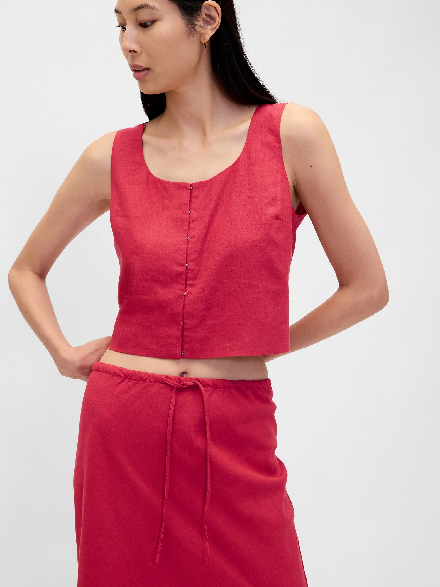 Linen-Blend Maxi Skirt