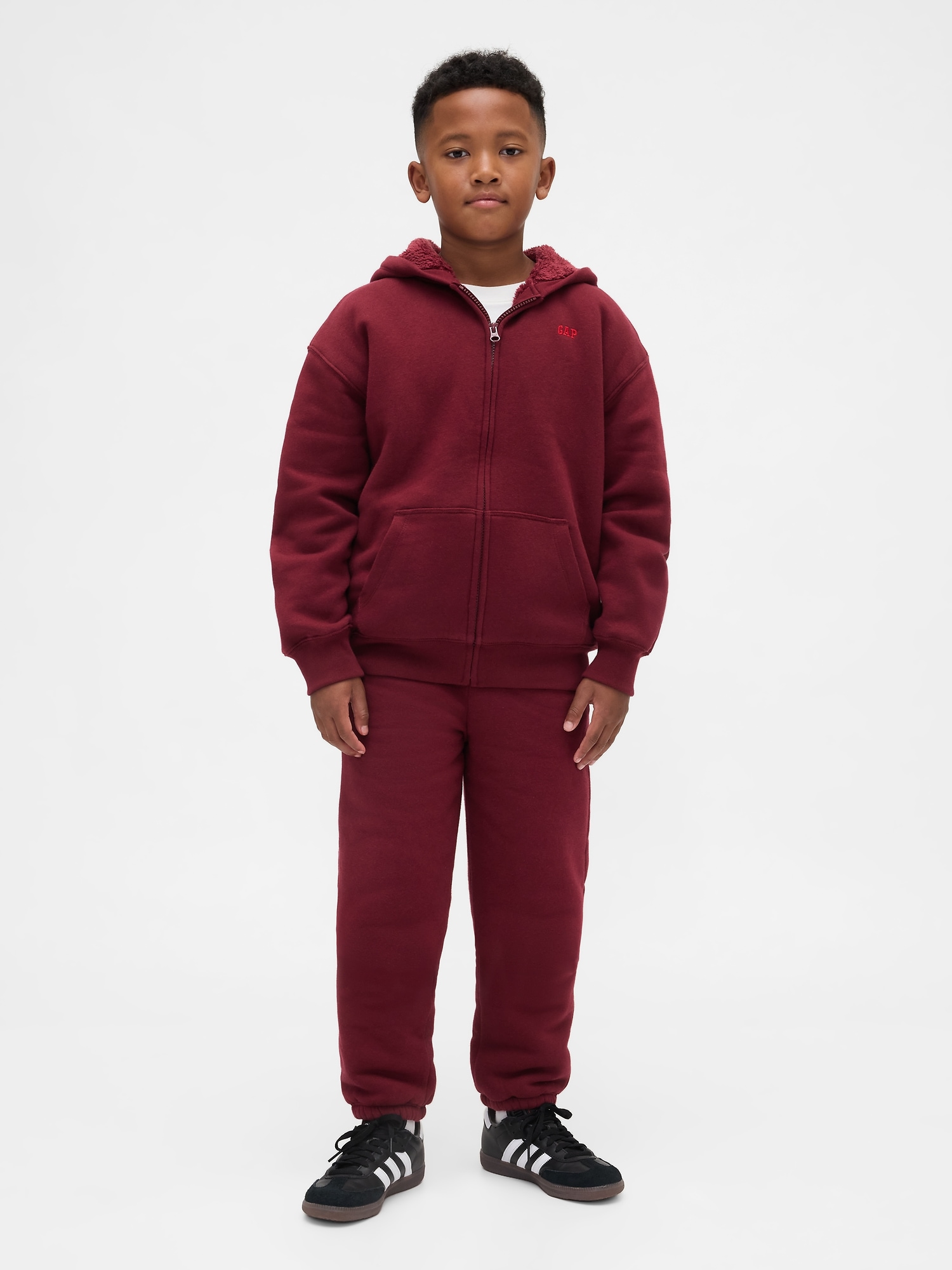 Kids Relaxed Sherpa-Lined Joggers - Red Delicious