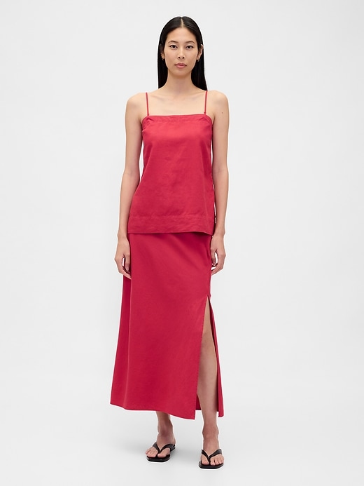 Image number 1 showing, Linen-Blend Maxi Skirt