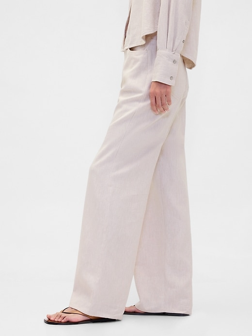 Image number 3 showing, Linen-Cotton Wide-Leg Pants