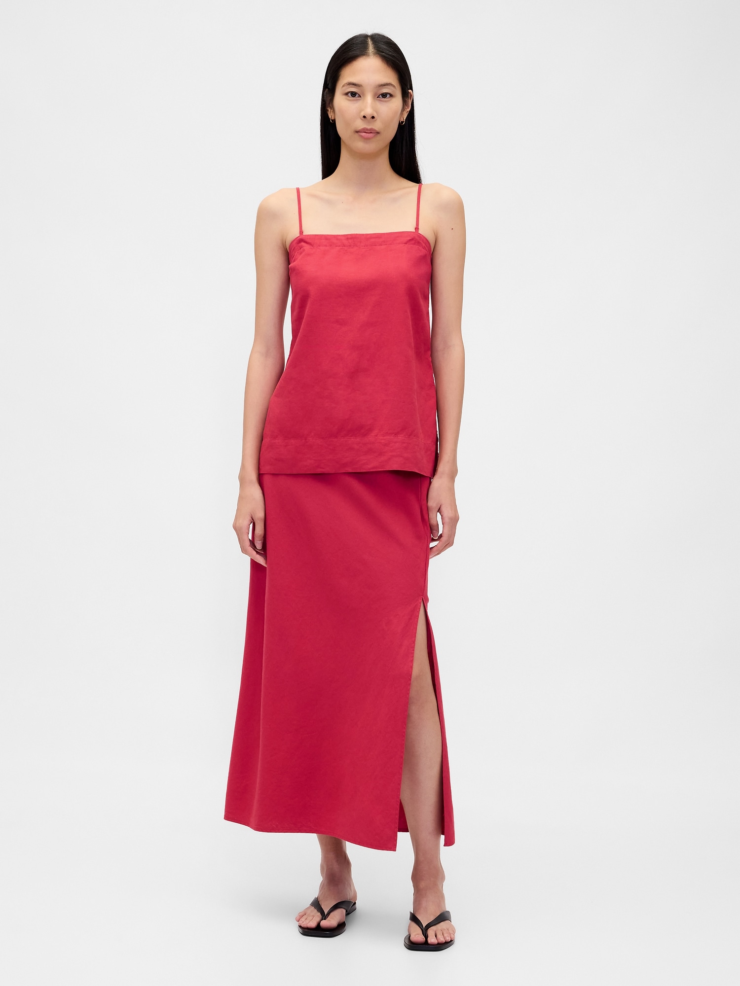 Gap Linen-blend Maxi Skirt In Red